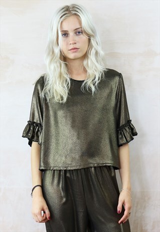 BRONZE SHIMMER FRILL TOP