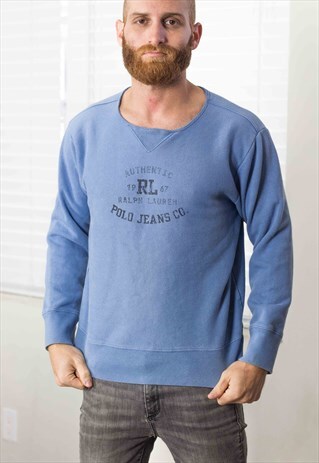 VINTAGE POLO RALPH LAUREN SWEATSHIRT JUMPER LOGO 90S M 14.2