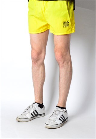 VINTAGE 80S YELLOW SUMMER SHELL SHORTS