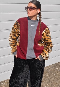 Y2K vintage reworked Nike tick burgundy tiger sweatshirt