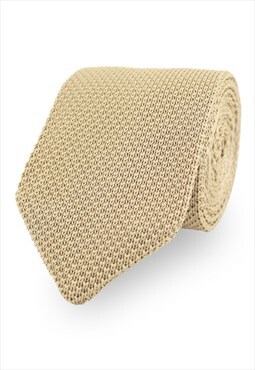 Wedding Handmade Polyester Knitted Tie In Beige