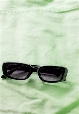 Black Rounded Rectangle 90s Look Sunglasses