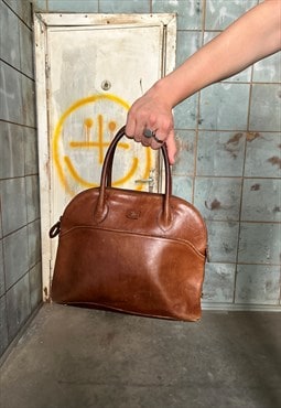 Vintage 80's leather retro glam small purse in brown orange 