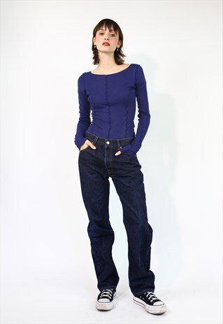 Vintage 90's Levi's 501 High Waist Jeans in Navy Blue Medium