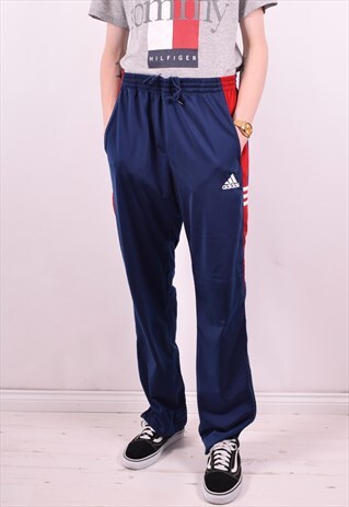 ADIDAS MENS VINTAGE TRACKSUIT TROUSERS W38 L32 BLUE 90'S