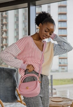 Pastel Candy Stripe Relaxed Fit Cardigan