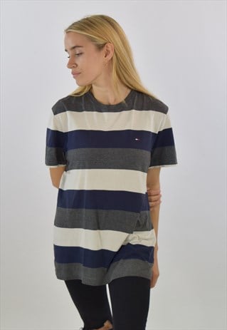 VINTAGE 90S STRIPED TOMMY HILFIGER CREW NECK T SHIRT
