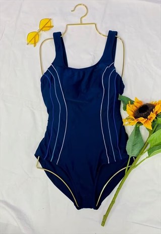 Vintage 80s Navy Striped Swimsuit