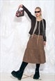 VINTAGE Y2K WOOL KNIT JUMPER IN BROWN W CROCHETED LACE