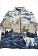 Vintage Fleece Jacket Retro Wolf Print Ladies XXL