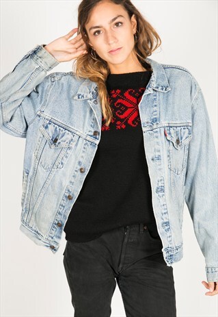 VINTAGE 80S LEVI'S PATCHED DENIM JACKET / R0997