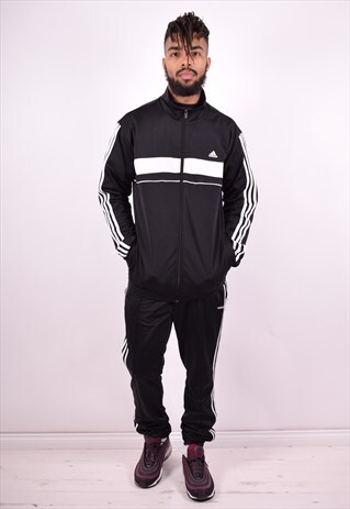 ADIDAS MENS VINTAGE FULL TRACKSUIT XL BLACK 90'S