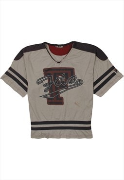 Vintage 90's Fila T Shirt Short Sleeves V Neck Grey XLarge