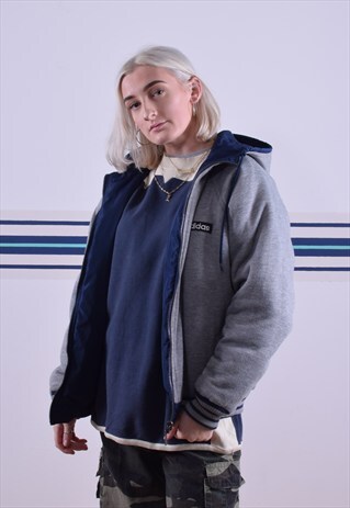 NAVY AND GREY REVERSIBLE BOMBER STYLE JACKET