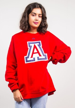 VINTAGE 90'S RED MAJESTIC SWEATSHIRT JUMPER