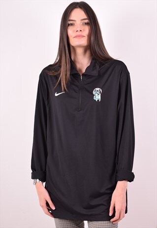 NIKE WOMENS VINTAGE TRACKSUIT TOP MEDIUM BLACK 90S