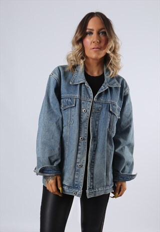 DENIM JACKET OVERSIZED FITTED VINTAGE UK 18 (EA5D)