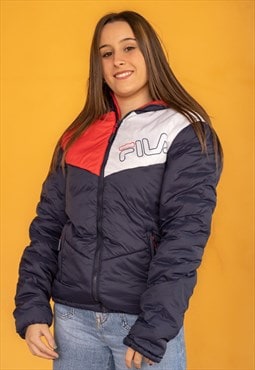 Vintage Fila Puffer Jacket in Blue XS