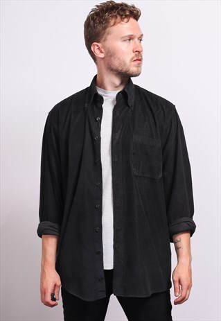 VINTAGE CORDUROY CORD SHIRT BLUE