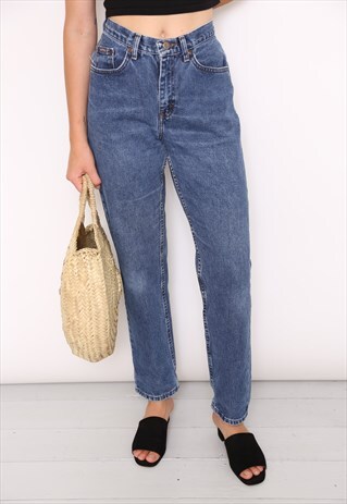 VINTAGE BLUE DENIM HIGH WAISTED MOM JEANS