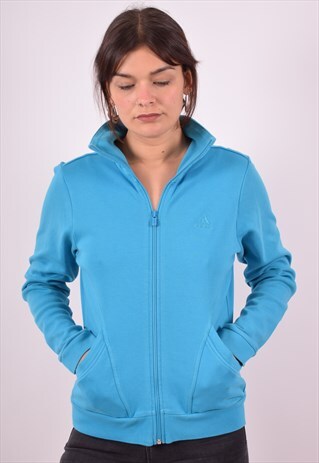 ADIDAS WOMENS VINTAGE TRACKSUIT TOP JACKET SMALL BLUE 90S