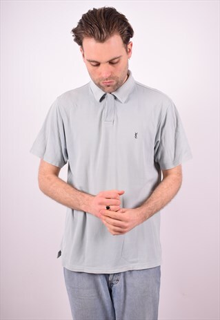 YVES SAINT LAURENT MENS VINTAGE POLO SHIRT LARGE BLUE 90S