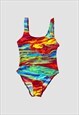 VINTAGE 90S SWIMSUIT FUNKY IBIZA FESTIVAL ONE PIECE BACKLESS