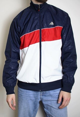 VINTAGE Y2K ADIDAS TRACK JACKET MENS MEDIUM NAVY
