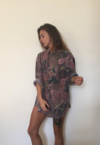 CRAZY PATTERNED VINTAGE RETRO FESTIVAL OVERSIZED SHIRT