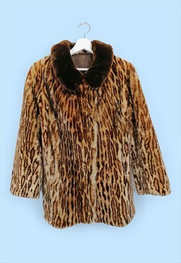 Vintage 80's Faux Fur Coat Animal Print Short Jacket