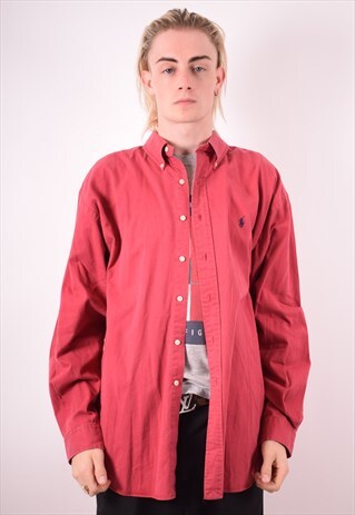 POLO RALPH LAUREN MENS VINTAGE SHIRT XL RED 90S