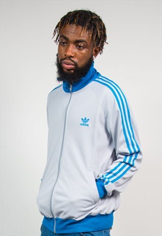 VINTAGE ADIDAS GREY TRACKSUIT JACKET TOP FIREBIRD
