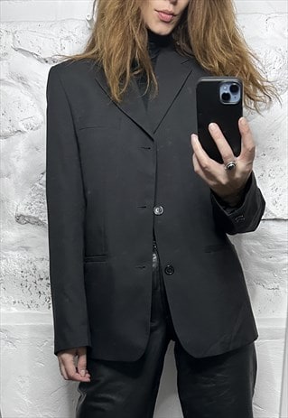 CLASSY BLACK UNISEX BOYFRIEND FORMAL BLAZER JACKET - M - L