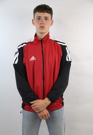 VINTAGE ADIDAS 90'S RED PRINTED SPORTS JACKET