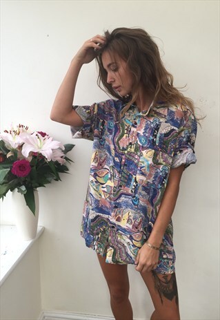 CRAZY PATTERN OVERSIZED UNISEX RETRO VINTAGE FESTIVAL SHIRT