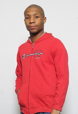 VINTAGE CHAMPION HOOD FULL ZIP HOODIE RED