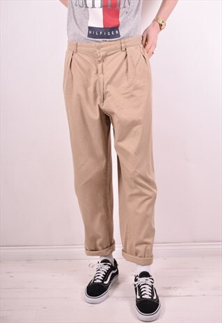 POLO RALPH LAUREN MENS VINTAGE TROUSERS W38 L32 BEIGE 90S