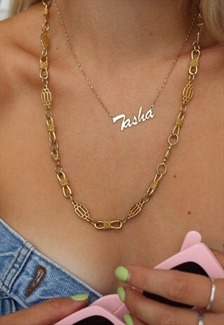 VINTAGE 70S GOLD TONE CHUNKY CHAIN STATEMENT NECKLACE