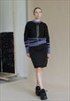 VINTAGE 80S DEADSTOCK ROUNDNECK STRIPE DETAIL SKIRT SUIT