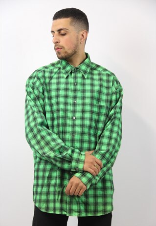 VINTAGE CORD LIME CHECK SHIRT