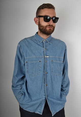 VINTAGE 90S REPLAY DENIM SHIRT SIZE L (889)