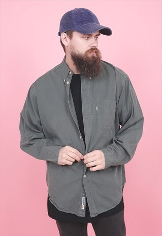 VINTAGE LEVI'S GREEN DENIM SHIRT /R8014