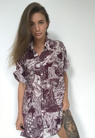 PATTERNED OVERSIZED RETRO VINTAGE UNISEX FESTIVAL SHIRT