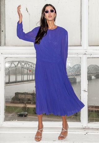VINTAGE PARTY EVENING PLEATED DRESS / 2000S