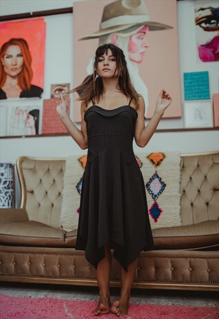 BLACK STRIPED CORSET DRESS