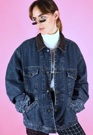 VINTAGE 90S DENIM JACKET IN BLUE WITH WARM FLANNEL LINING