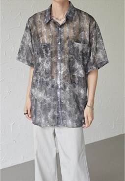 Men's Marbled Short Sleeve Shirt S VOL.6
