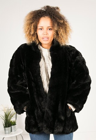 VINTAGE 80S FAUX FUR COAT / R0021