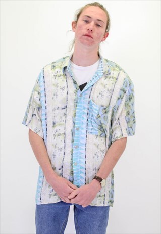 VINTAGE CRAZY ABSTRACT FESTIVAL PATTERN FESTIVAL SHIRT XL