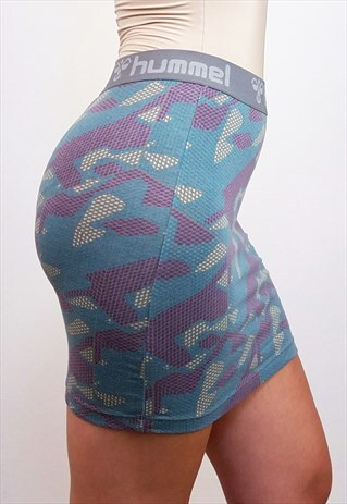 HUMMEL VINTAGE 90'S CAMOUFLAGE STRETCH MINI SKIRT
